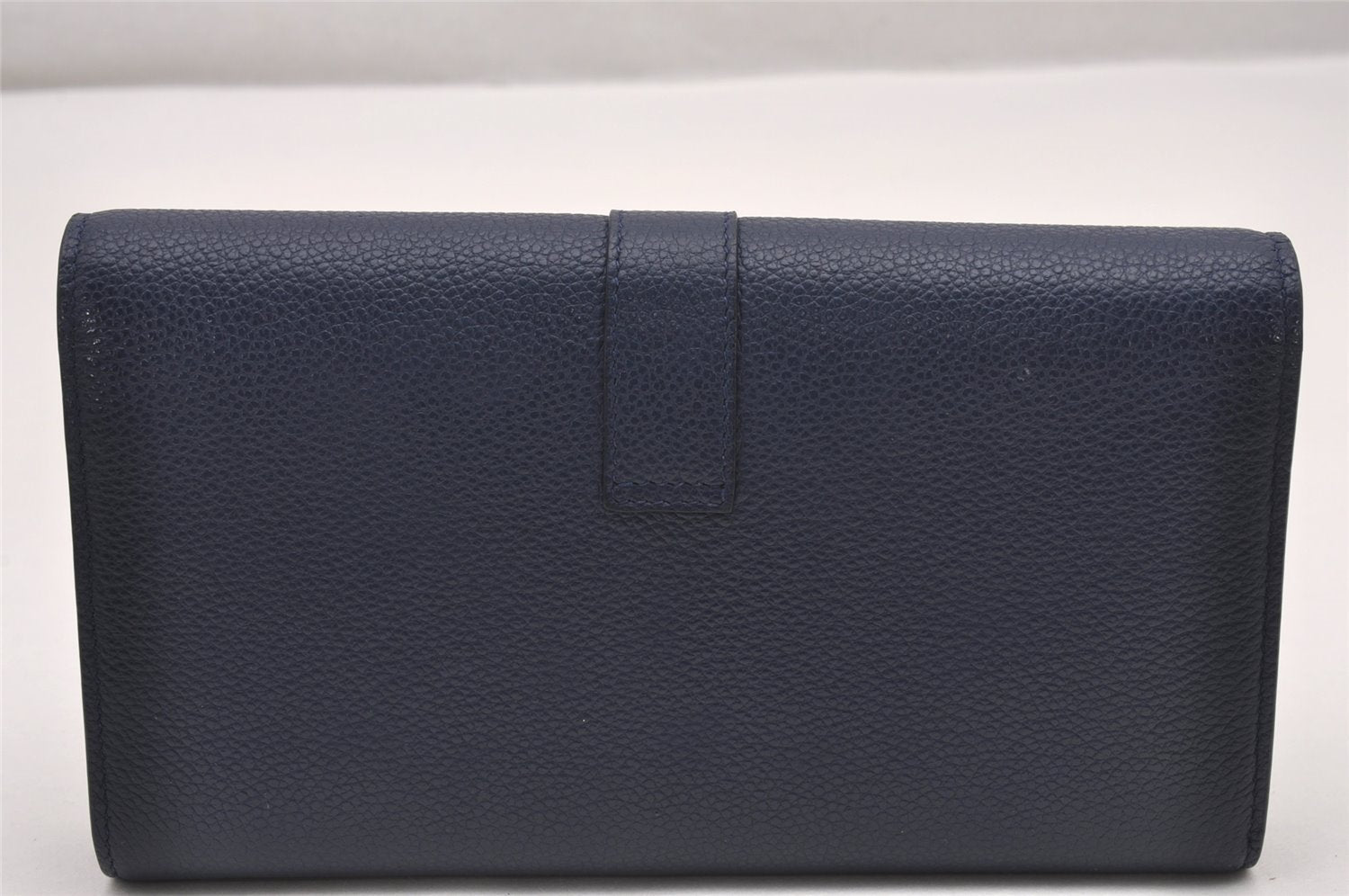 Authentic SAINT LAURENT YSL Line Large Flap Wallet Purse 414567 Navy Box 0870J