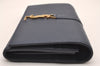 Authentic SAINT LAURENT YSL Line Large Flap Wallet Purse 414567 Navy Box 0870J