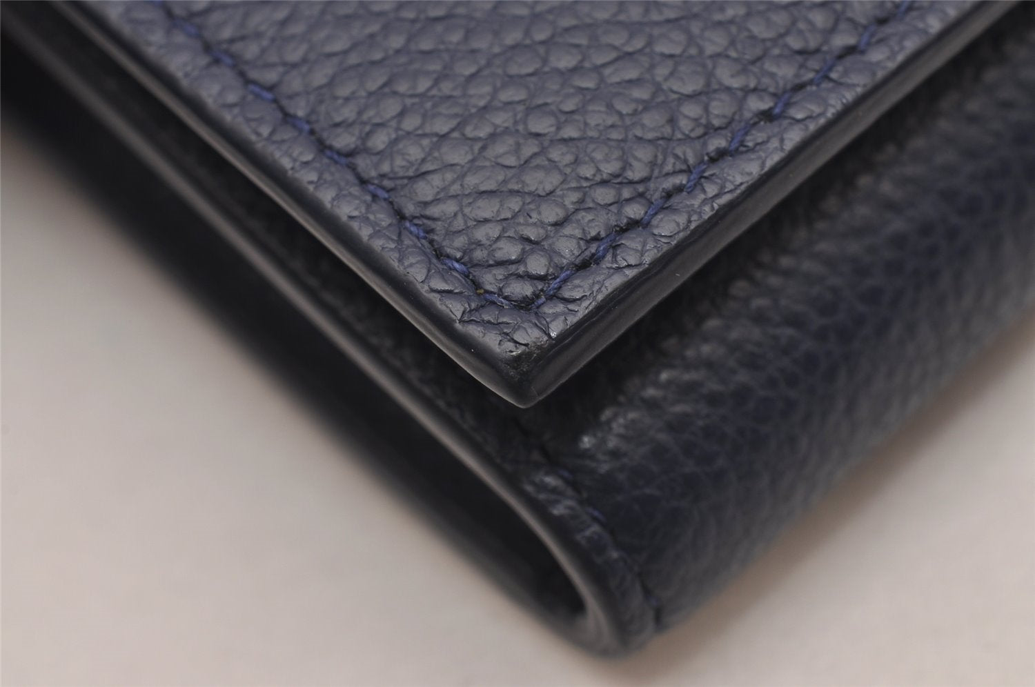 Authentic SAINT LAURENT YSL Line Large Flap Wallet Purse 414567 Navy Box 0870J