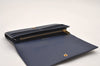 Authentic SAINT LAURENT YSL Line Large Flap Wallet Purse 414567 Navy Box 0870J