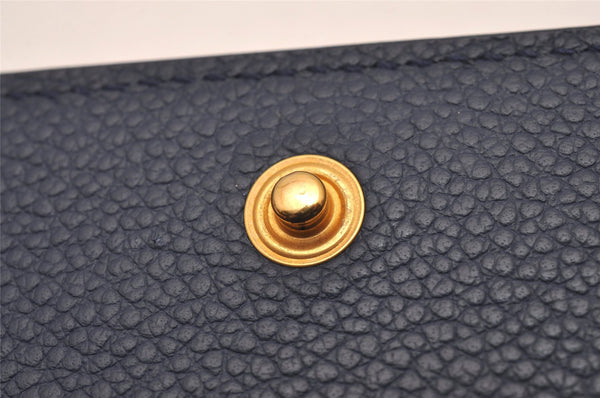 Authentic SAINT LAURENT YSL Line Large Flap Wallet Purse 414567 Navy Box 0870J