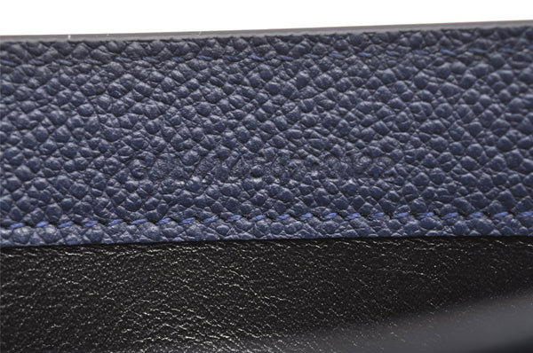 Authentic SAINT LAURENT YSL Line Large Flap Wallet Purse 414567 Navy Box 0870J