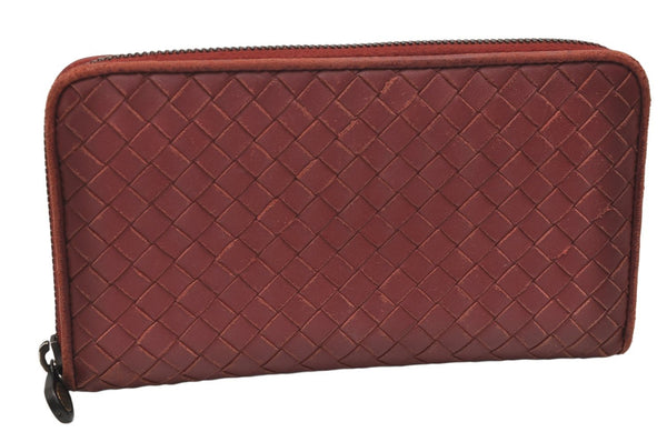 Authentic BOTTEGA VENETA Intrecciato Leather Long Wallet Purse Bordeaux 0870K