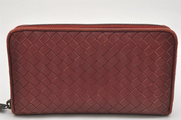 Authentic BOTTEGA VENETA Intrecciato Leather Long Wallet Purse Bordeaux 0870K