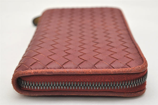 Authentic BOTTEGA VENETA Intrecciato Leather Long Wallet Purse Bordeaux 0870K