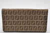 Authentic FENDI Vintage Zucchino Long Wallet Purse Canvas Leather Brown 0871K