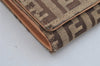 Authentic FENDI Vintage Zucchino Long Wallet Purse Canvas Leather Brown 0871K