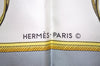 Authentic HERMES Carre 90 Scarf "LES VOITURES A TRANSFORMATION" Silk Gray 0872J