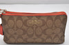 Authentic COACH Signature Long Wallet Pouch Purse PVC Leather F54057 Brown 0872K