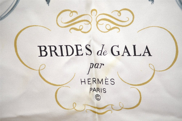 Authentic HERMES Carre 90 Scarf "BRIDES de GALA par" Silk Blue 0873J