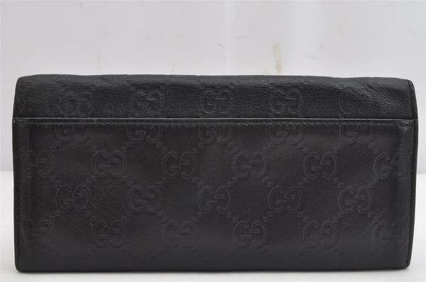 Authentic GUCCI Guccissima GG Leather Long Wallet Purse 233154 Black 0873K