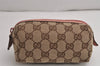 Authentic GUCCI Vintage Pouch Purse GG Canvas Leather 29596 Brown 0874K