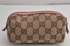 Authentic GUCCI Vintage Pouch Purse GG Canvas Leather 29596 Brown 0874K