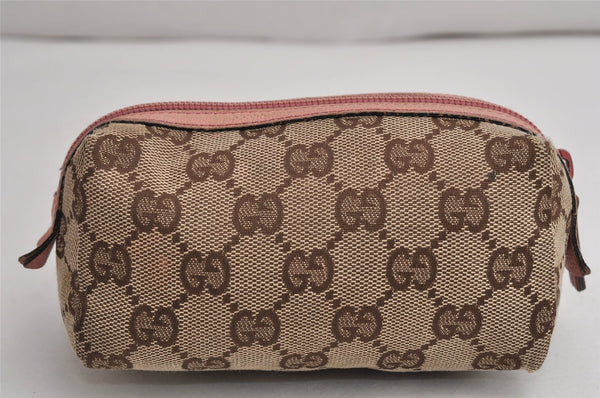 Authentic GUCCI Vintage Pouch Purse GG Canvas Leather 29596 Brown 0874K