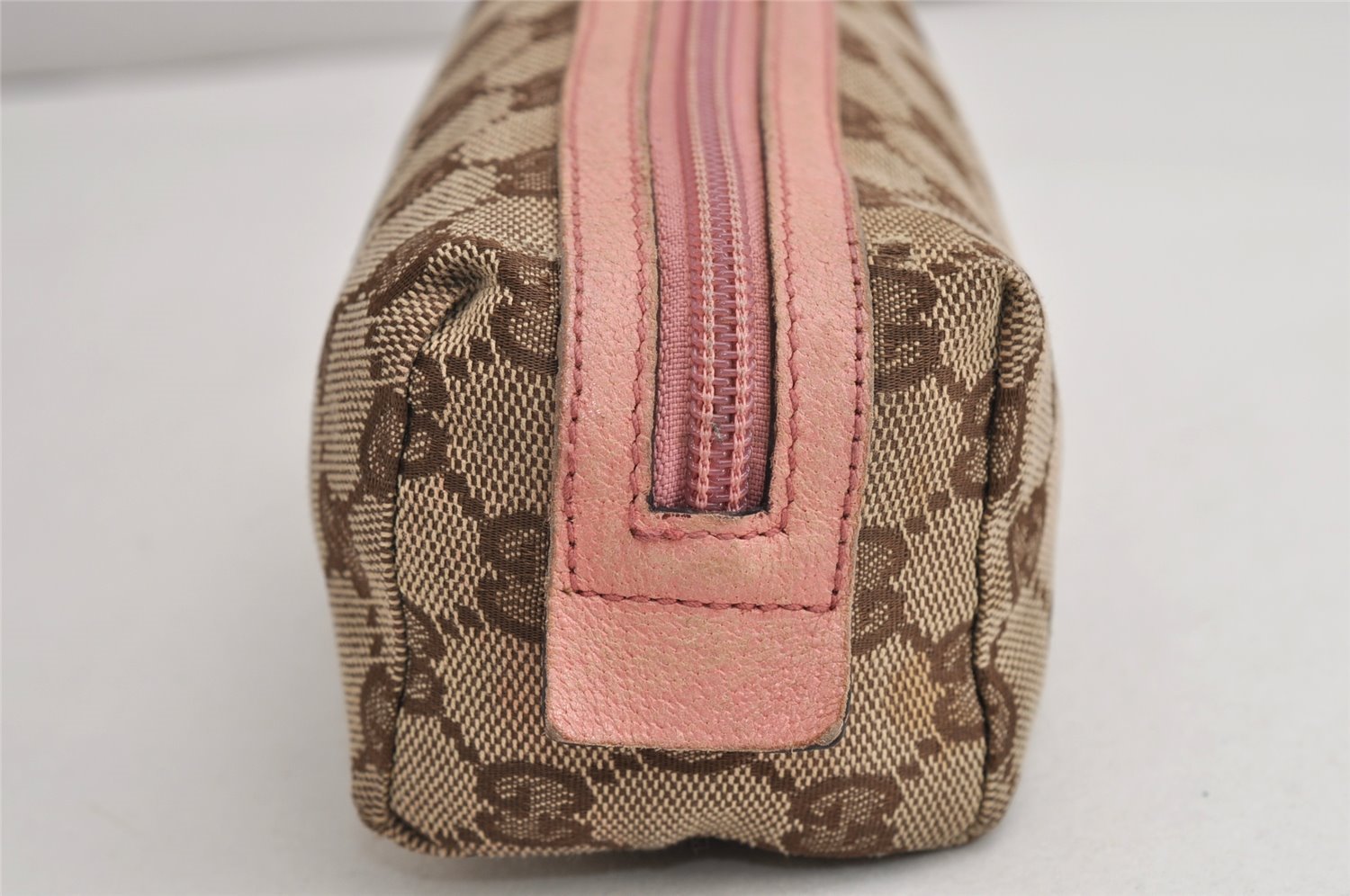 Authentic GUCCI Vintage Pouch Purse GG Canvas Leather 29596 Brown 0874K