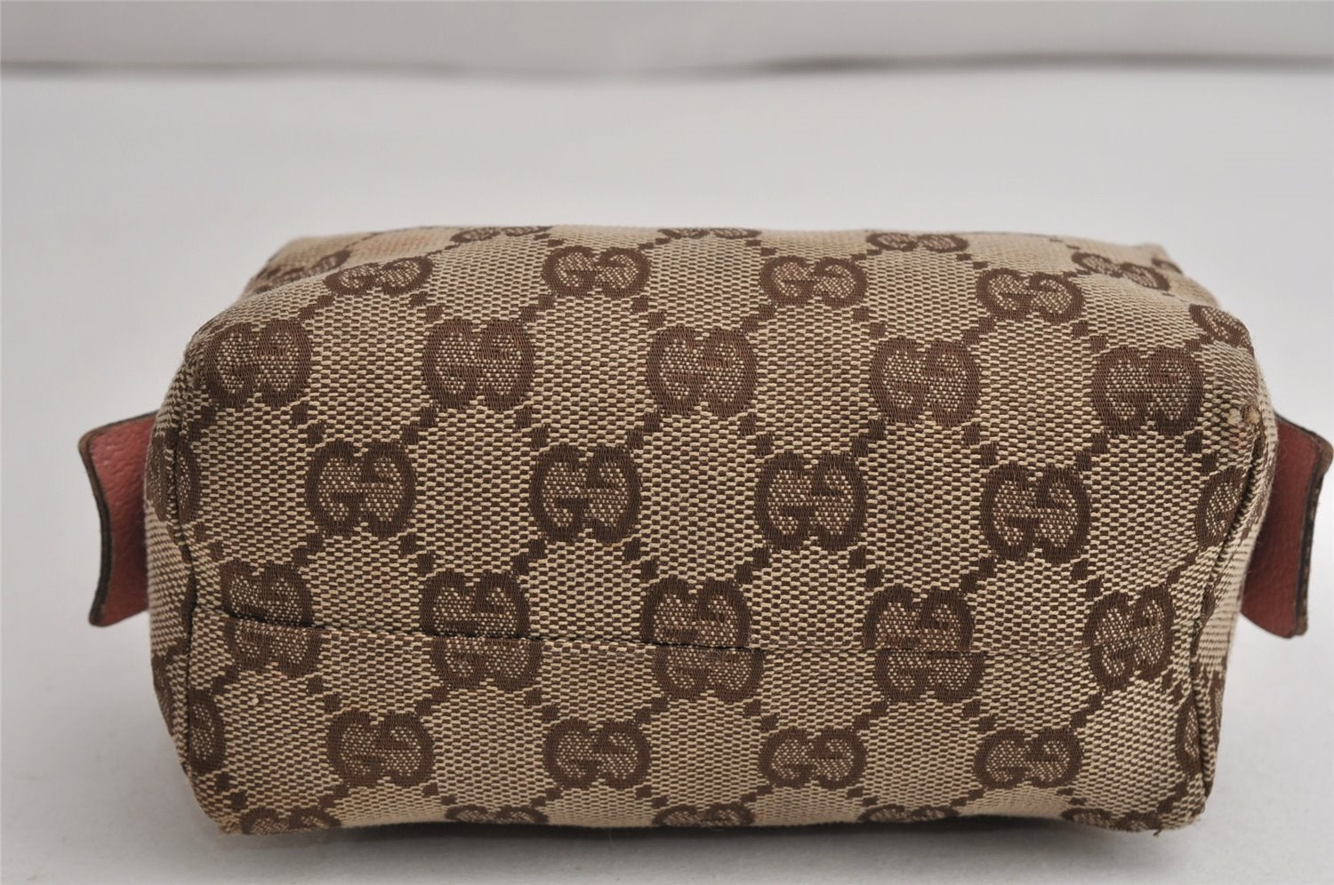 Authentic GUCCI Vintage Pouch Purse GG Canvas Leather 29596 Brown 0874K