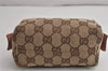 Authentic GUCCI Vintage Pouch Purse GG Canvas Leather 29596 Brown 0874K