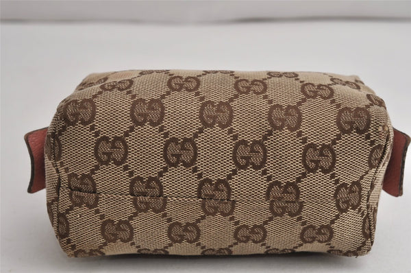 Authentic GUCCI Vintage Pouch Purse GG Canvas Leather 29596 Brown 0874K