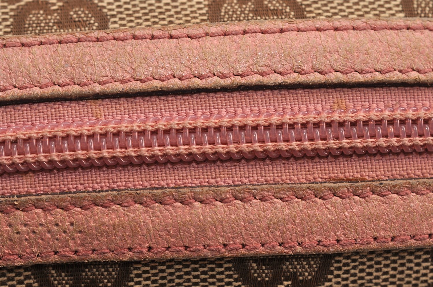 Authentic GUCCI Vintage Pouch Purse GG Canvas Leather 29596 Brown 0874K