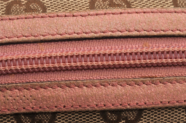 Authentic GUCCI Vintage Pouch Purse GG Canvas Leather 29596 Brown 0874K