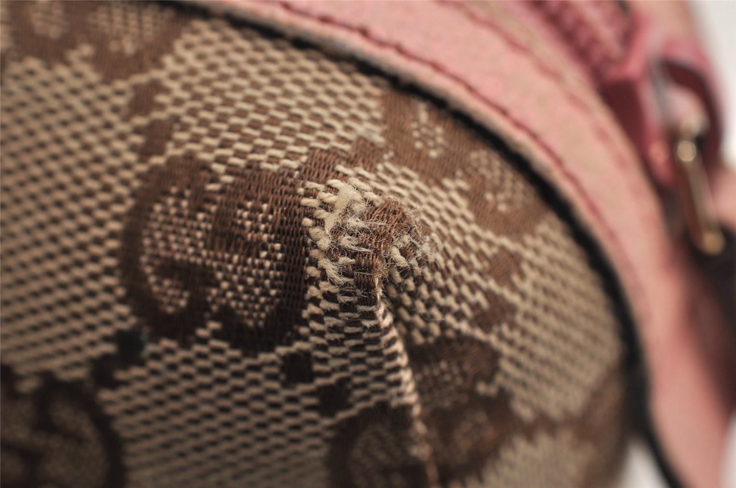 Authentic GUCCI Vintage Pouch Purse GG Canvas Leather 29596 Brown 0874K