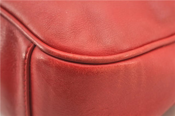 Authentic GUCCI Vintage Bamboo Shoulder Hand Bag Leather Red Junk 0877G