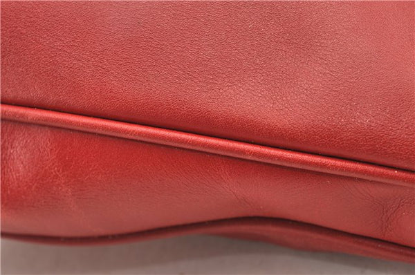 Authentic GUCCI Vintage Bamboo Shoulder Hand Bag Leather Red Junk 0877G