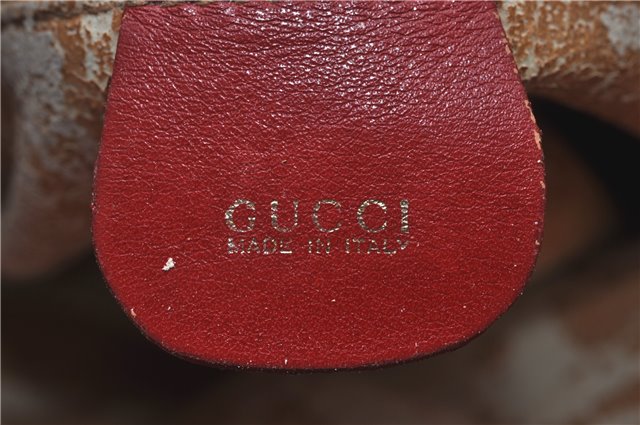 Authentic GUCCI Vintage Bamboo Shoulder Hand Bag Leather Red Junk 0877G