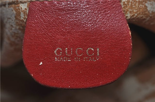 Authentic GUCCI Vintage Bamboo Shoulder Hand Bag Leather Red Junk 0877G