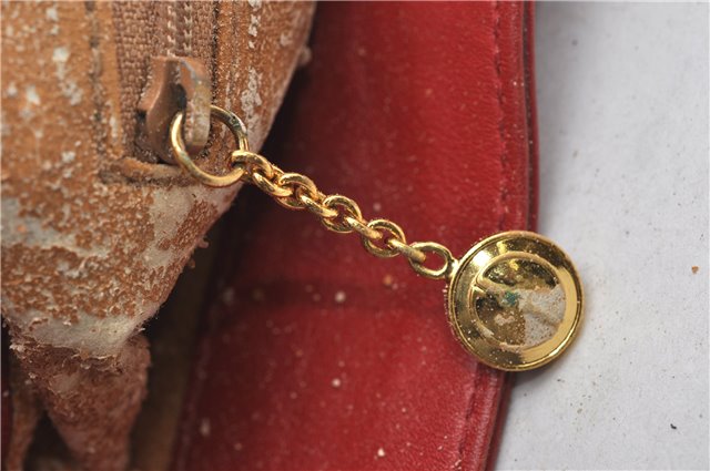 Authentic GUCCI Vintage Bamboo Shoulder Hand Bag Leather Red Junk 0877G