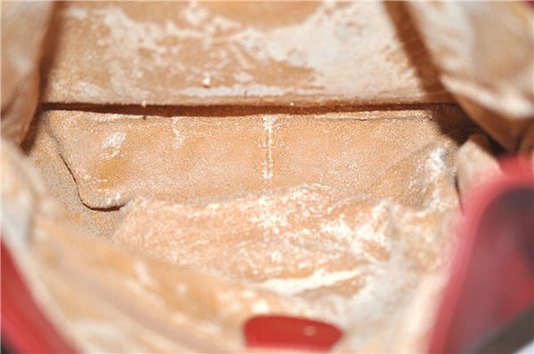 Authentic GUCCI Vintage Bamboo Shoulder Hand Bag Leather Red Junk 0877G