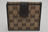 Authentic GUCCI Vintage Bifold Wallet Purse GG Canvas Leather 112664 Brown 0877K