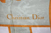 Authentic Christian Dior Scarf Striped Pattern Silk Light Green White 0878J