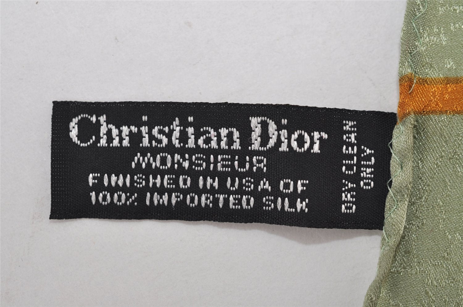 Authentic Christian Dior Scarf Striped Pattern Silk Light Green White 0878J