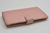 Authentic CHANEL Vintage Caviar Skin CC Logo Bifold Long Wallet Purse Pink 0878K