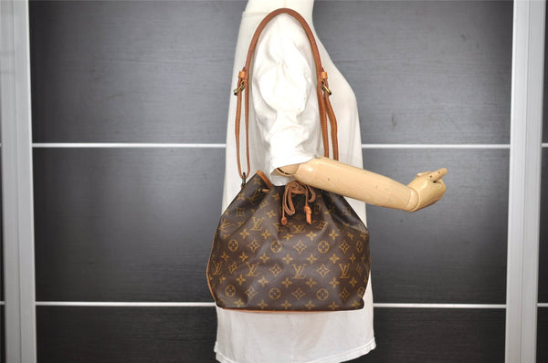 Authentic Louis Vuitton Monogram Petit Noe M42226 Shoulder Drawstring Bag 0881I