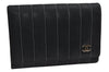 Authentic CHANEL Mademoiselle Lamb Skin Bifold Wallet Purse Pouch Black CC 0882K