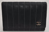 Authentic CHANEL Mademoiselle Lamb Skin Bifold Wallet Purse Pouch Black CC 0882K