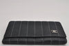 Authentic CHANEL Mademoiselle Lamb Skin Bifold Wallet Purse Pouch Black CC 0882K