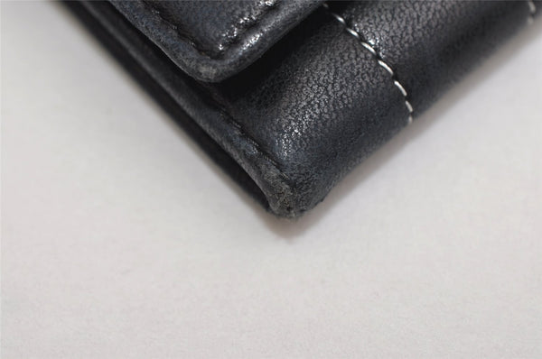 Authentic CHANEL Mademoiselle Lamb Skin Bifold Wallet Purse Pouch Black CC 0882K