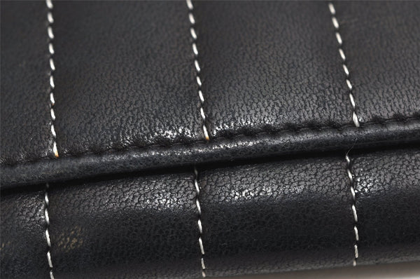 Authentic CHANEL Mademoiselle Lamb Skin Bifold Wallet Purse Pouch Black CC 0882K