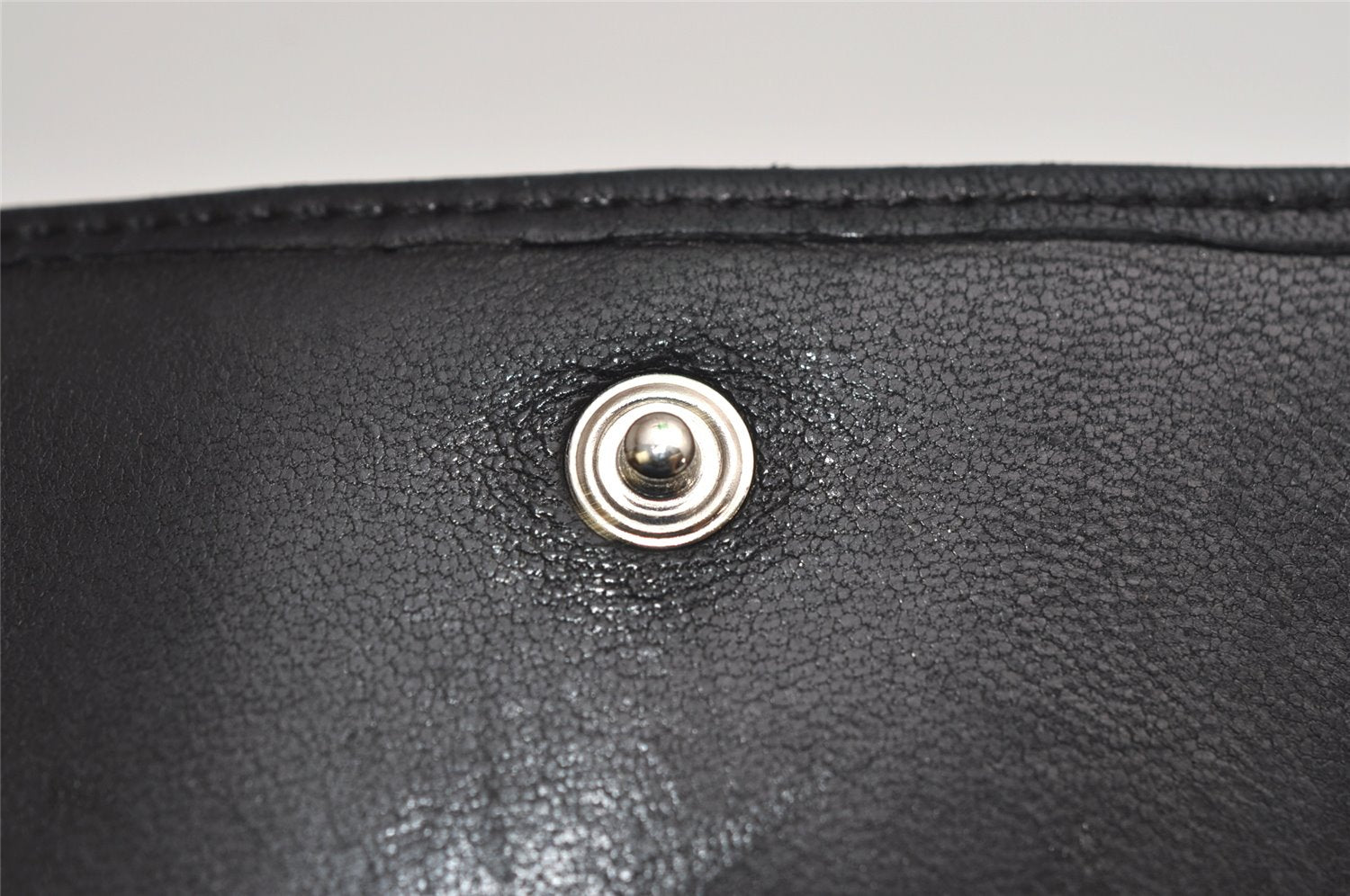 Authentic CHANEL Mademoiselle Lamb Skin Bifold Wallet Purse Pouch Black CC 0882K