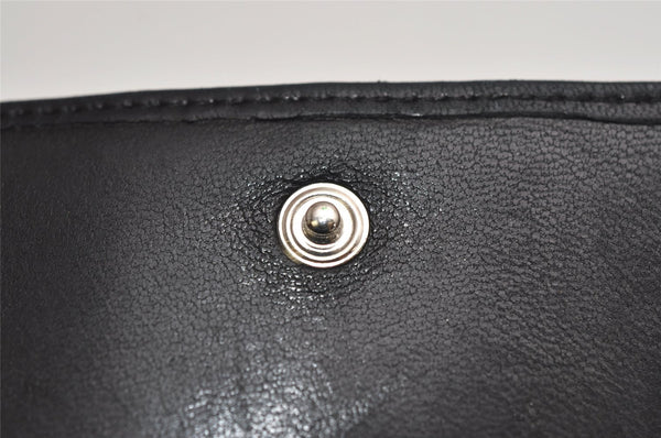 Authentic CHANEL Mademoiselle Lamb Skin Bifold Wallet Purse Pouch Black CC 0882K