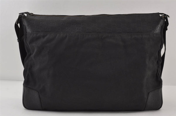 Authentic GUCCI Guccissima Shoulder Bag Nylon GG Leather 162781 Black 0884J