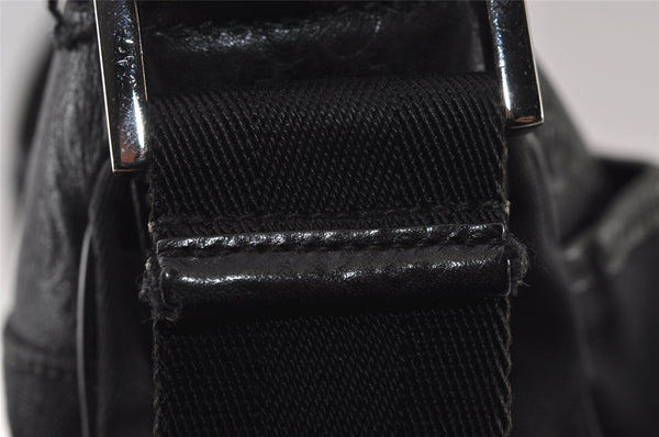 Authentic GUCCI Guccissima Shoulder Bag Nylon GG Leather 162781 Black 0884J