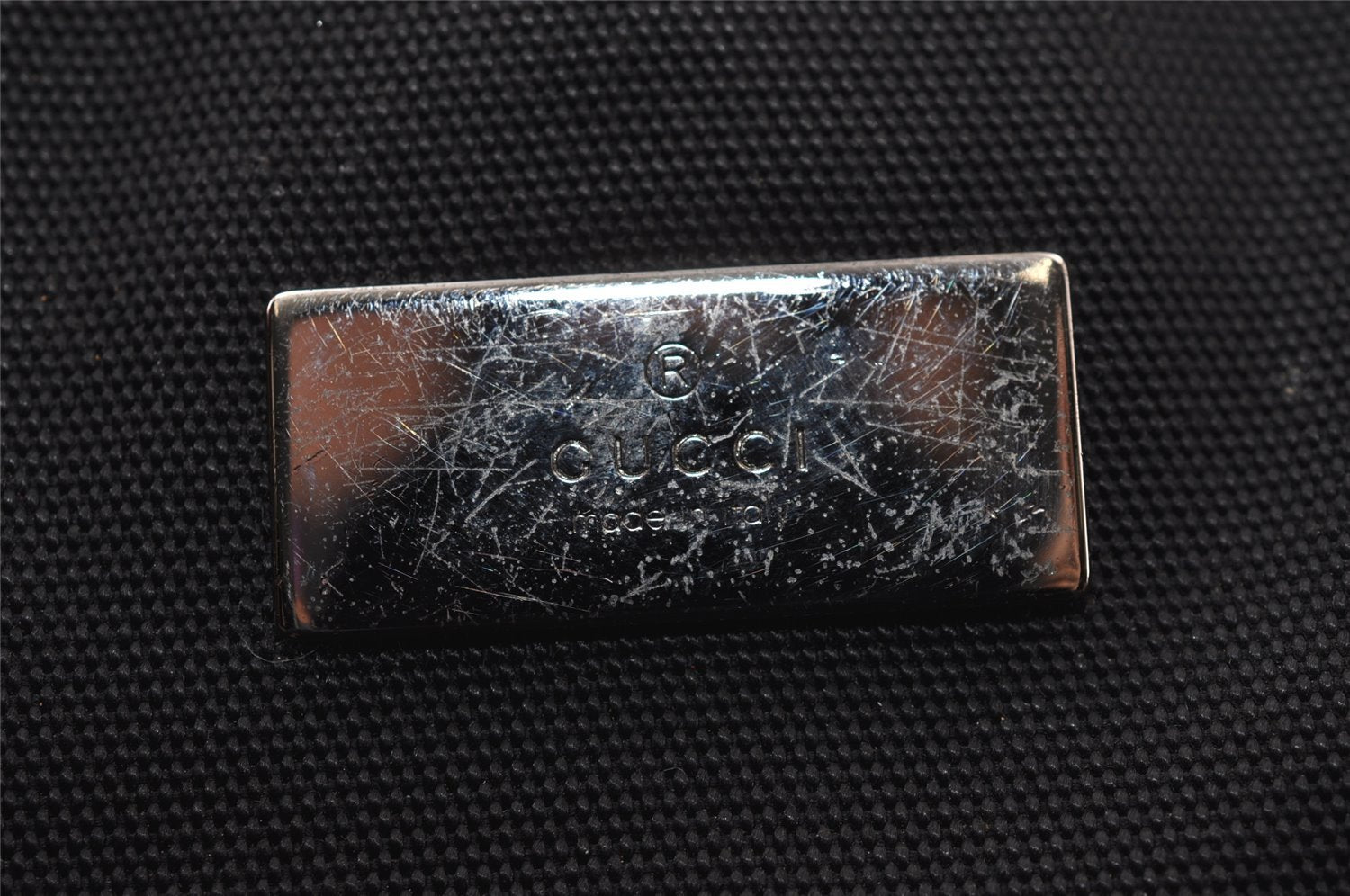 Authentic GUCCI Guccissima Shoulder Bag Nylon GG Leather 162781 Black 0884J