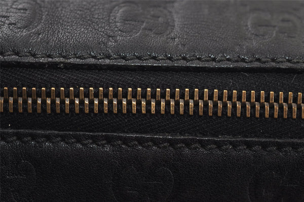 Authentic GUCCI Guccissima Shoulder Bag Nylon GG Leather 162781 Black 0884J