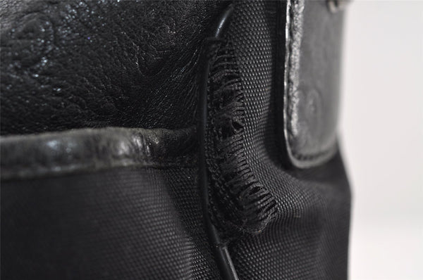 Authentic GUCCI Guccissima Shoulder Bag Nylon GG Leather 162781 Black 0884J