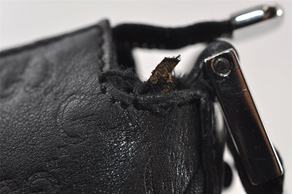 Authentic GUCCI Guccissima Shoulder Bag Nylon GG Leather 162781 Black 0884J