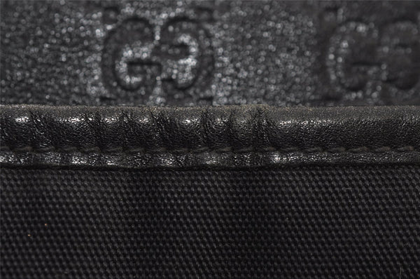 Authentic GUCCI Guccissima Shoulder Bag Nylon GG Leather 162781 Black 0884J